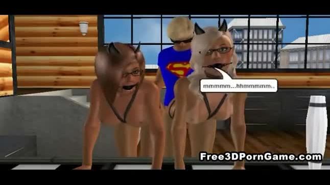 Two 3D cartoon babes get fucked by their master